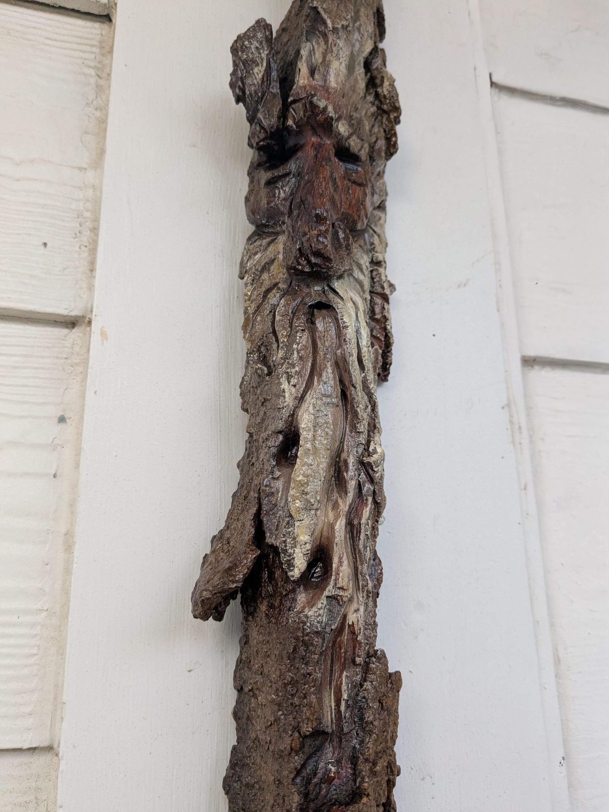 Hand Carved Tree Spirit in Natural Bark - "Winnow"