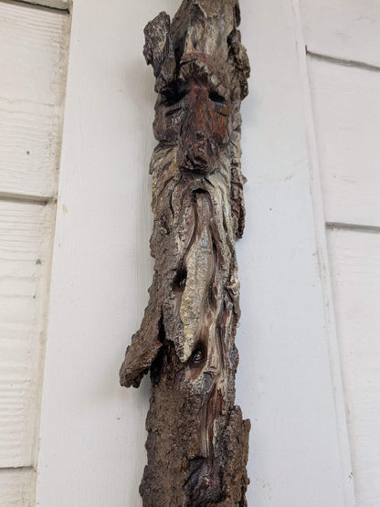 Hand Carved Tree Spirit in Natural Bark - "Winnow"