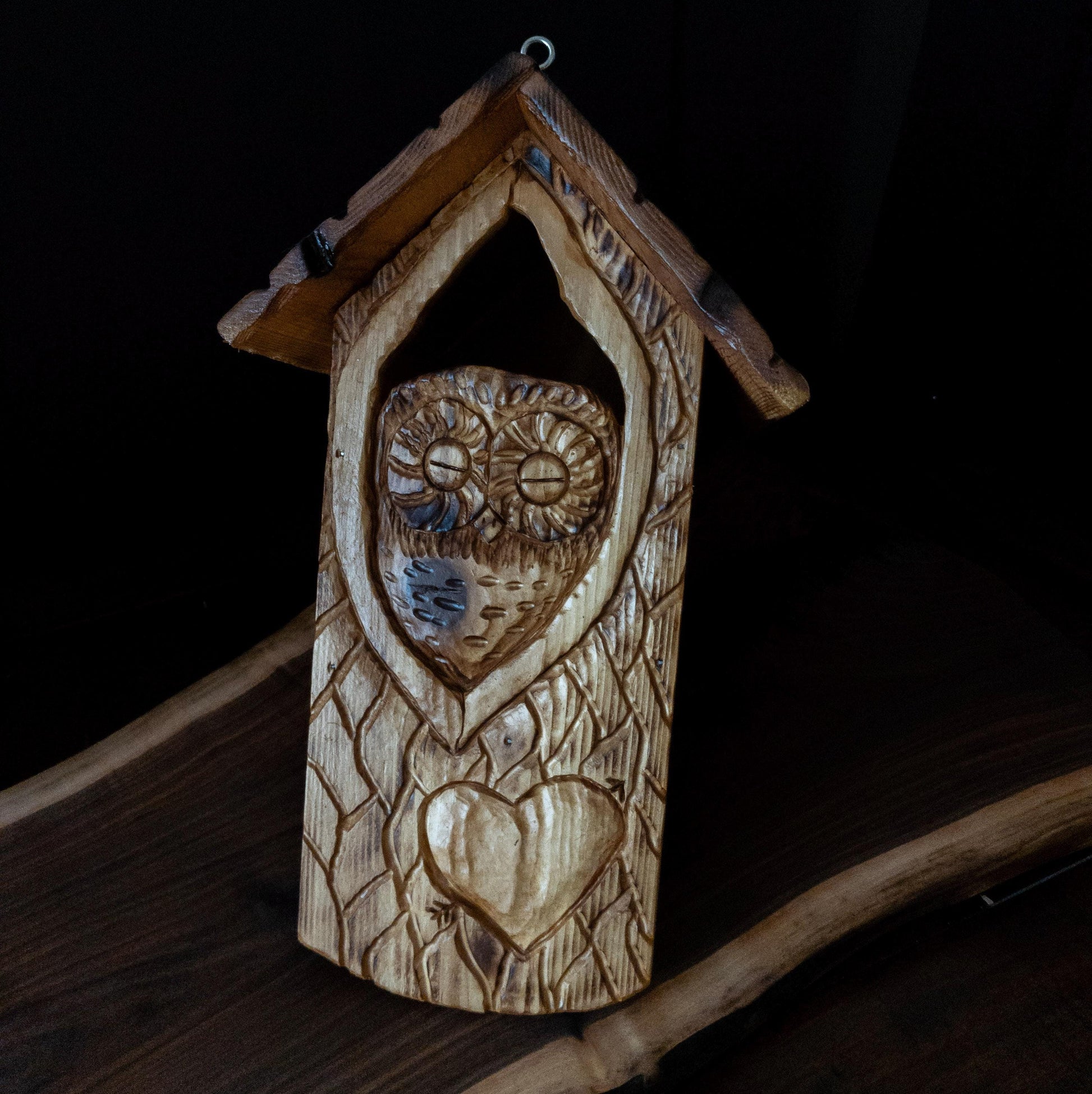The Owl Guardian #3 | Cedar Birdhouse & Custom Heart