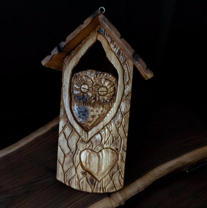 The Owl Guardian #3 | Cedar Birdhouse & Custom Heart