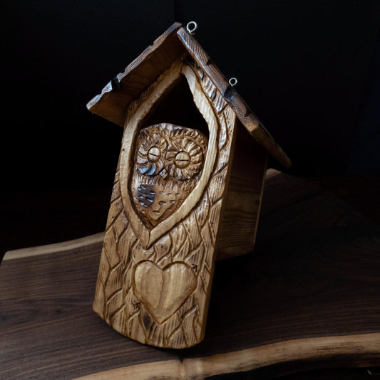 The Owl Guardian #3 | Cedar Birdhouse & Custom Heart
