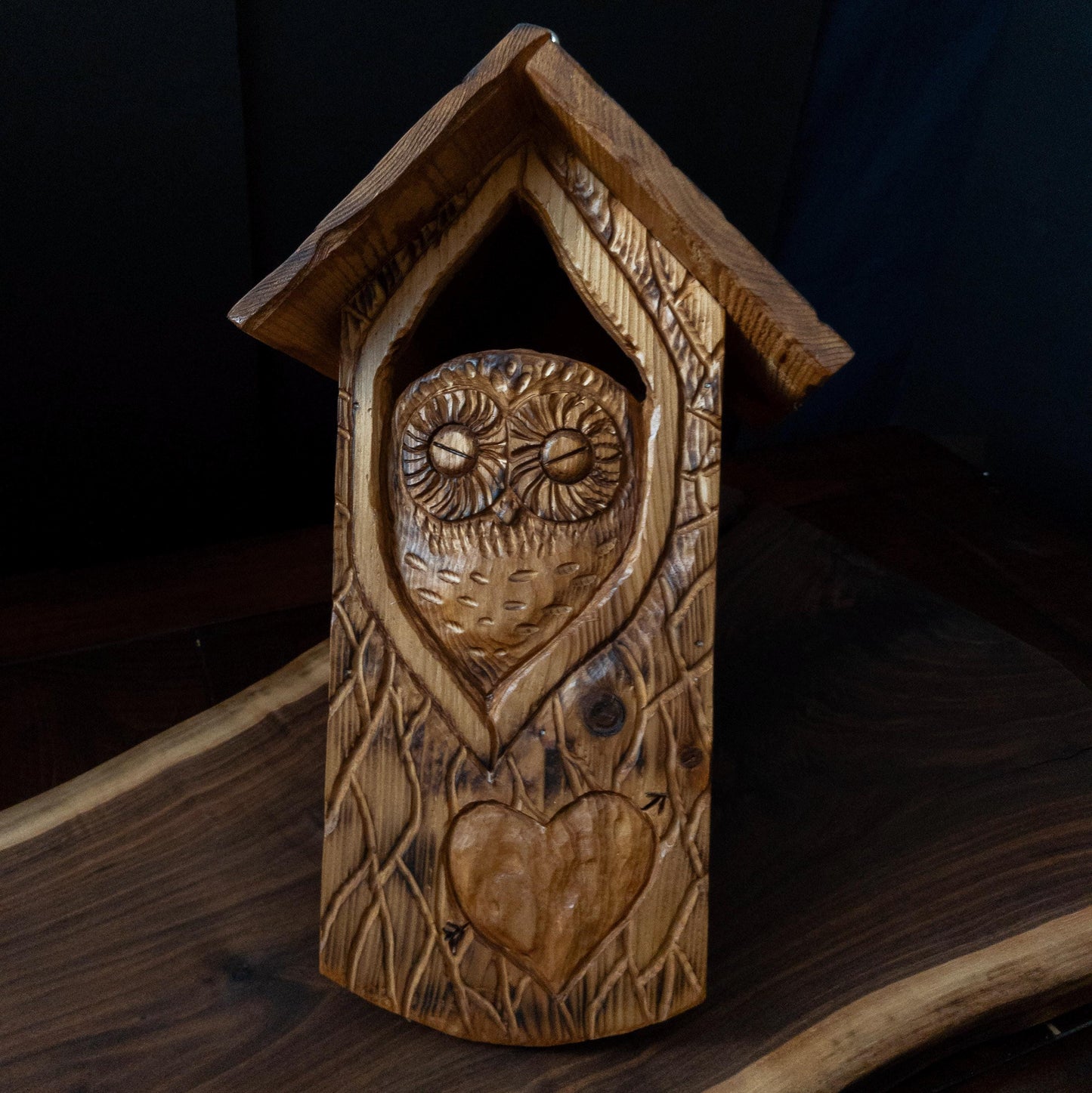 The Owl Guardian #4 | Cedar Birdhouse & Custom Heart