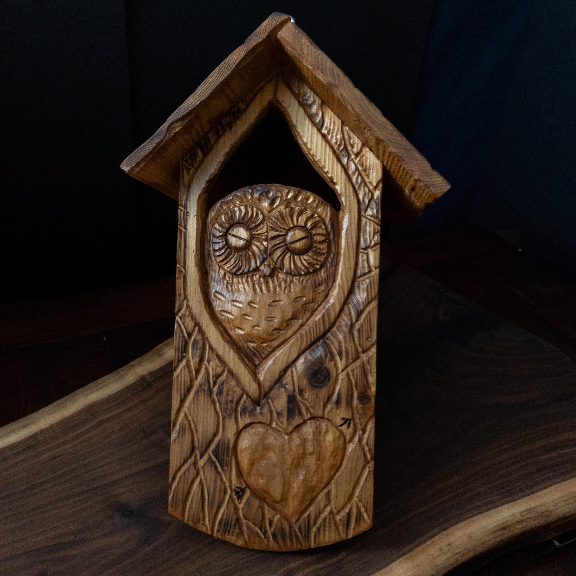 The Owl Guardian #4 | Cedar Birdhouse & Custom Heart