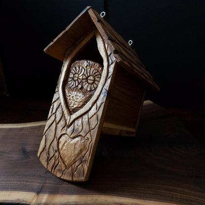 The Owl Guardian #5 | Cedar Birdhouse & Custom Heart