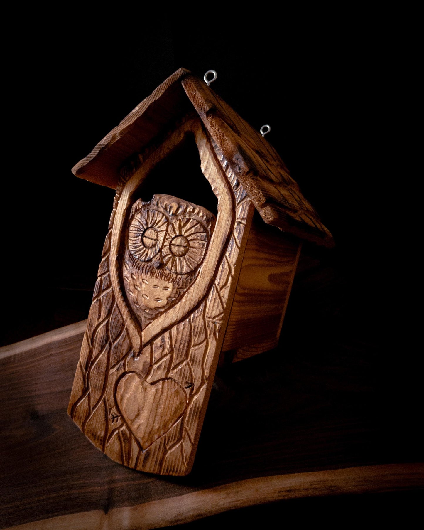 The Owl Guardian #6 | Cedar Birdhouse & Custom Heart