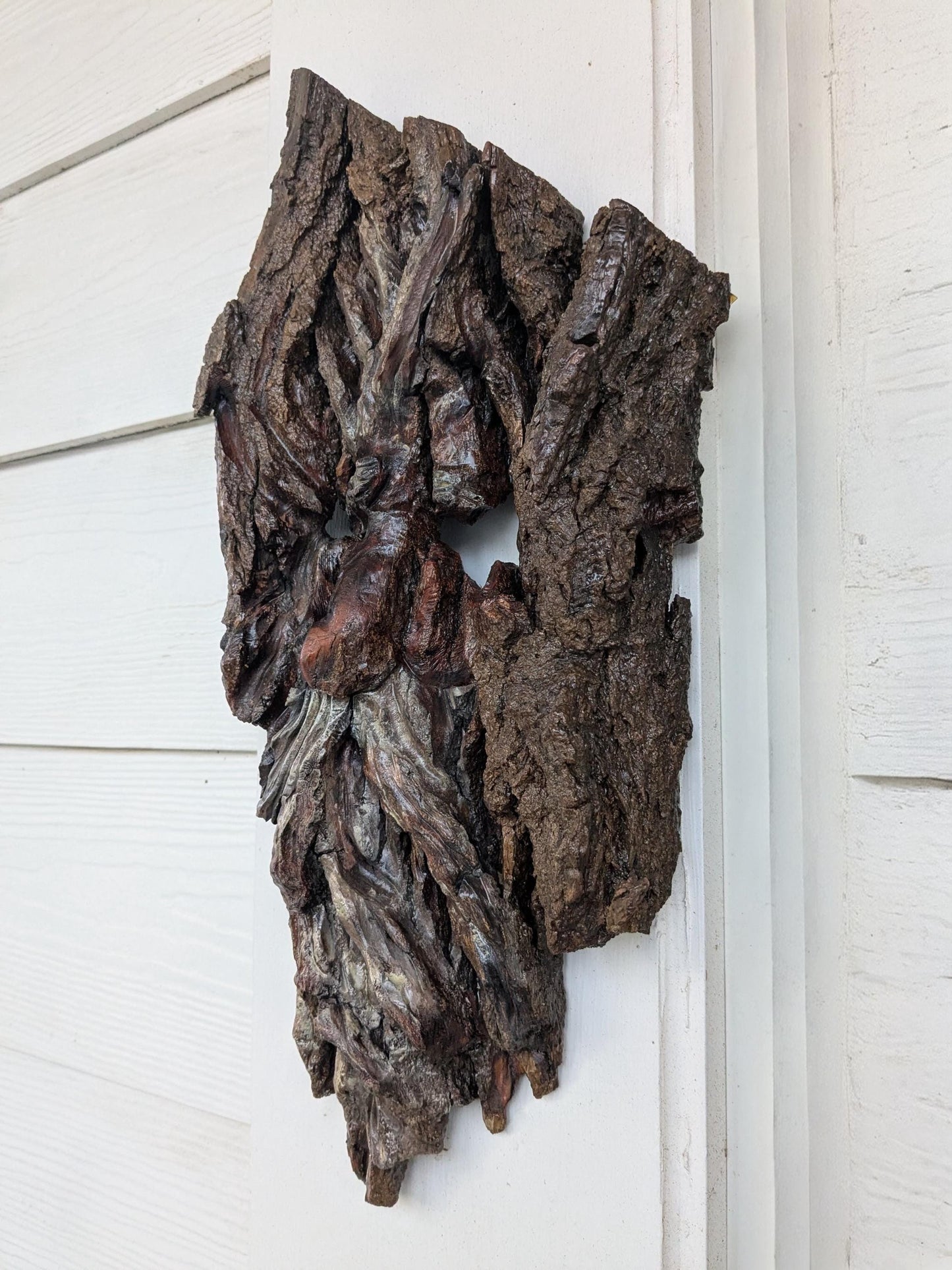 Hand Carved Tree Spirit in Natural Bark - "The King"