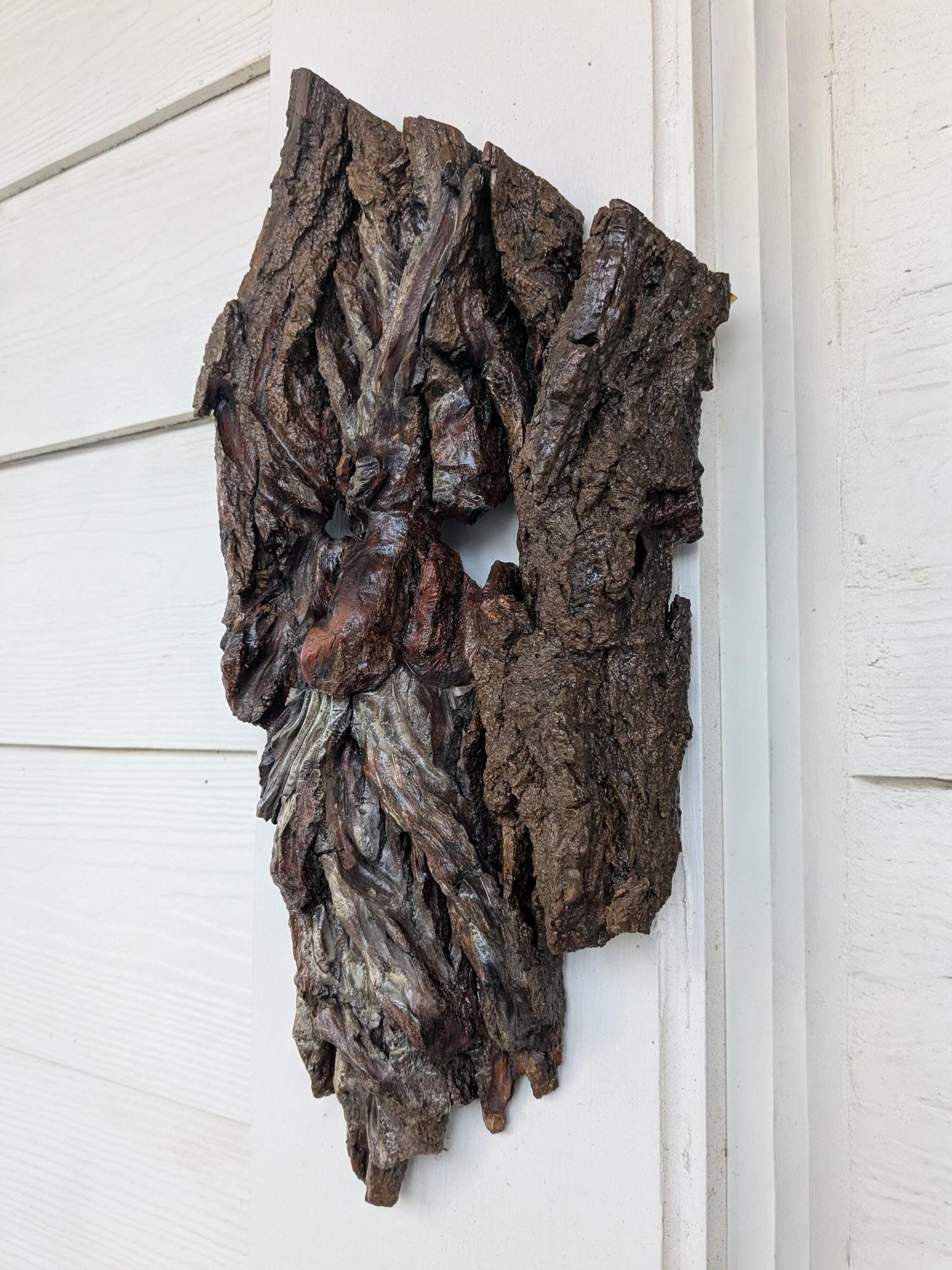 Hand Carved Tree Spirit in Natural Bark - "The King"