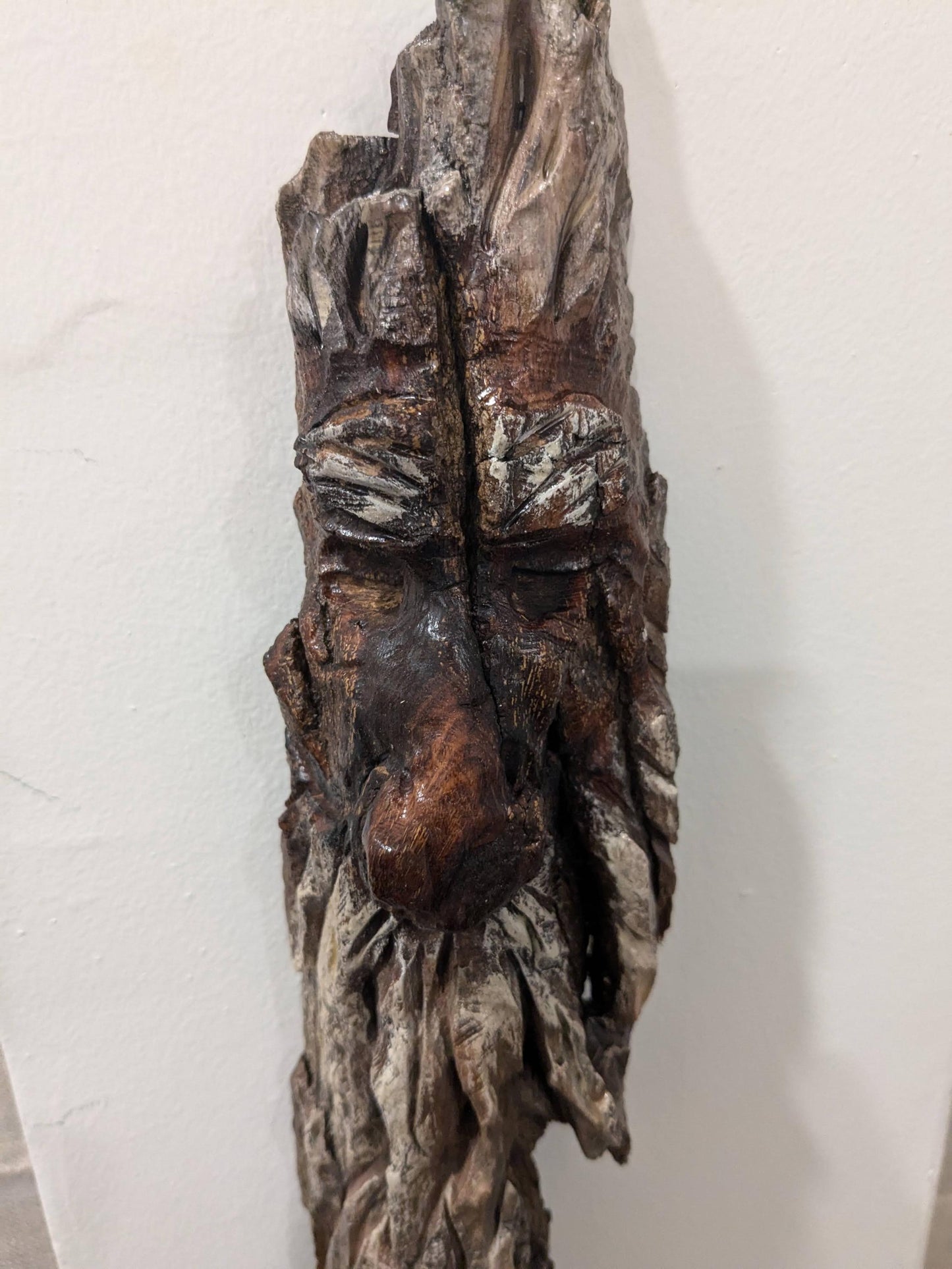 Hand Carved Tree Spirit in Natural Bark - "Troll"