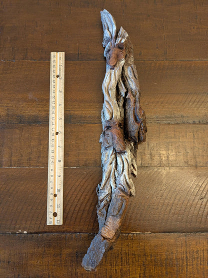 Hand Carved Tree Spirit in Natural Bark - "The Brothers"