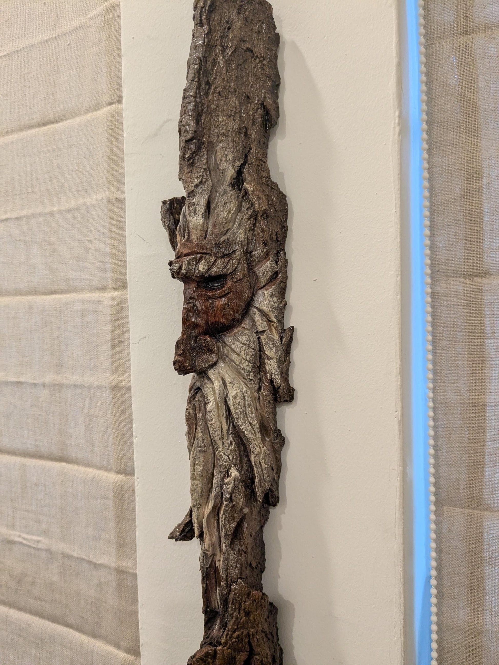 Hand Carved Tree Spirit in Natural Bark - "Winnow"