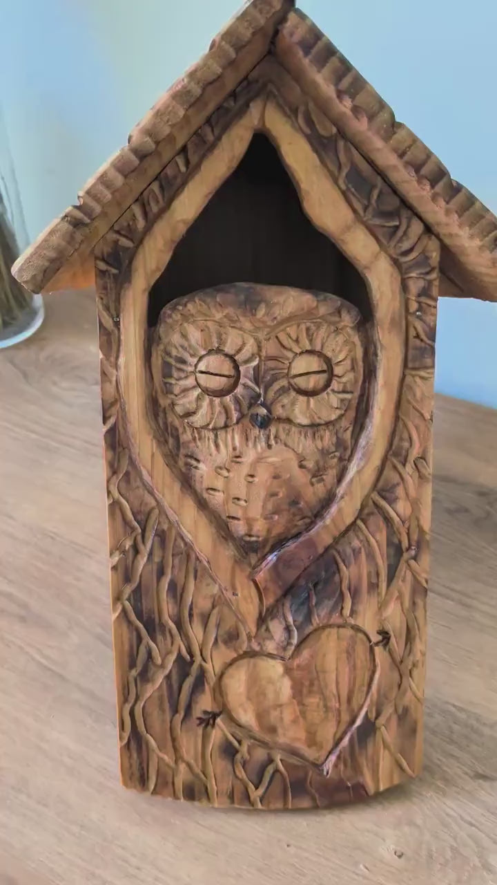 The Owl Guardian #7 | Cedar Birdhouse & Custom Heart