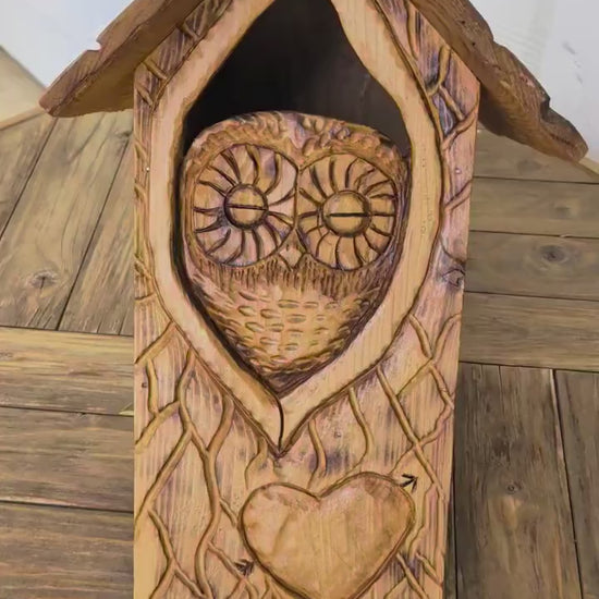 The Owl Guardian #5 | Cedar Birdhouse & Custom Heart