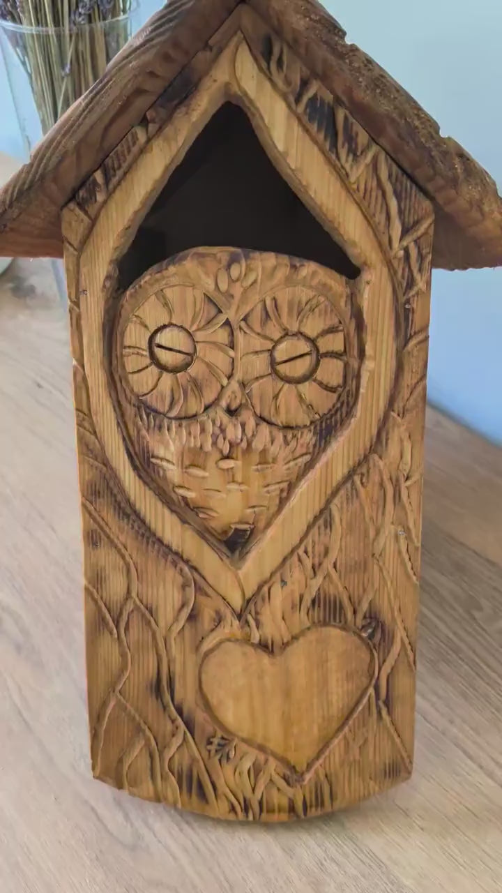 The Owl Guardian #10 | Cedar Birdhouse & Custom Heart