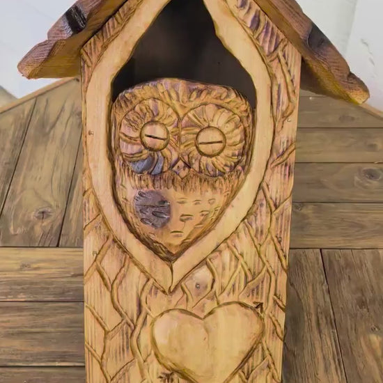 The Owl Guardian #3 | Cedar Birdhouse & Custom Heart