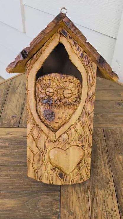 The Owl Guardian #3 | Cedar Birdhouse & Custom Heart