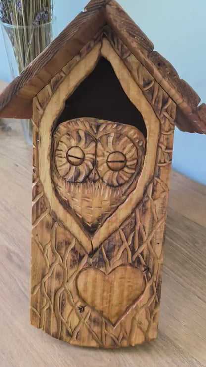 The Owl Guardian #9 | Cedar Birdhouse & Custom Heart