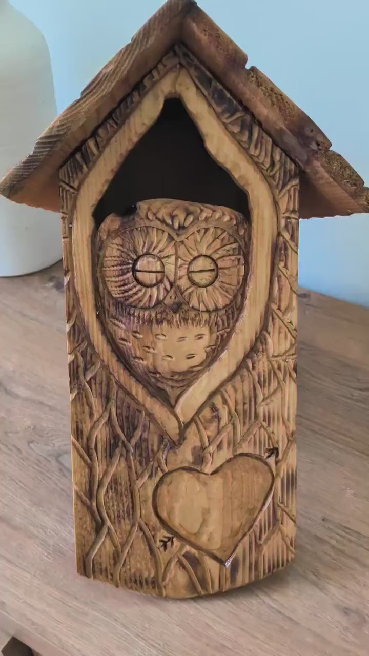 The Owl Guardian #6 | Cedar Birdhouse & Custom Heart